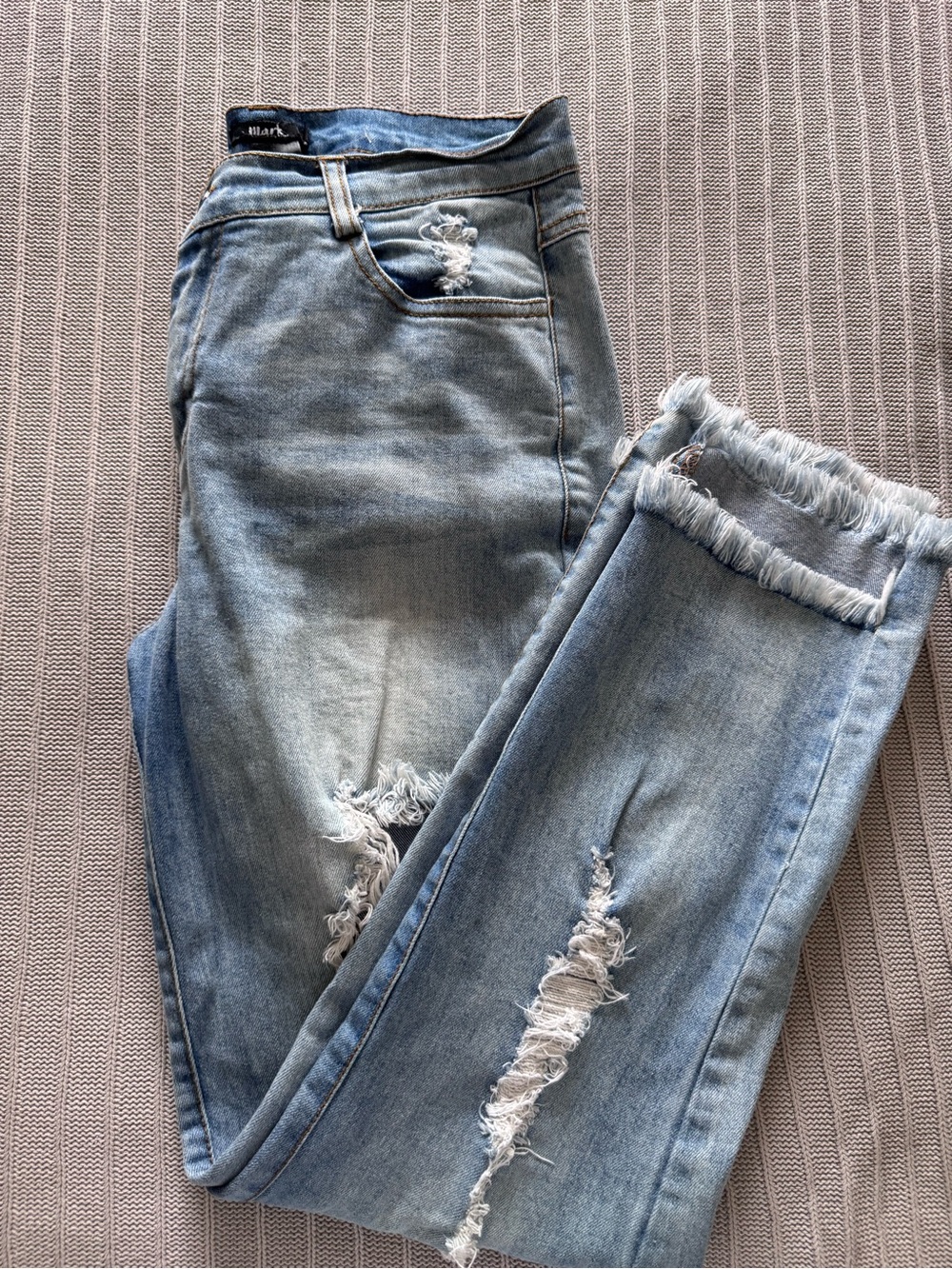 mark. Light Blue Distressed Boyfriend Jeans- Stretchy